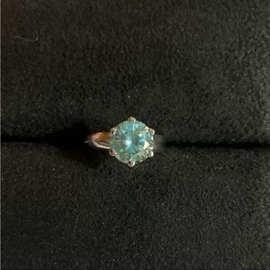 Amazing 2.29 CT Certified Blue Round Brilliant Cut Moissanite Diamond Solitaire
